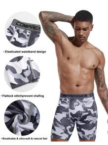 paquete de 5 pantalones cortos de compresión para hombre de secado rápido, estilo novio, shorts deportivos transpirables para entrenamiento y - Multicolor - Ver 4