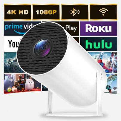 XBJ HD Projector,4K Projector With Bluetooth And WIFI 6, 1080P Support Portable  Mini Projector 180° Rotatable 130 Inch Screen Movie Projector Automatic Keystone Compatible With Laptops, PCs, Smartphones. A Great Choice For Watching Movies At Home A Must-Have Projection For Watching Movies Outdoors Proyector 4k  Proyector Portatil Proyector Cine En Casa Movie Projector,Complimentary Remote Control,Projector Screen,Proyector Portátil