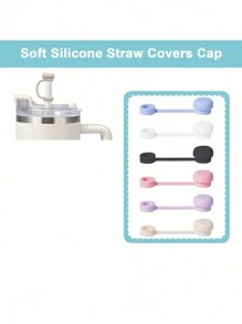 1/2 件/套吸管盖可重复使用硅胶吸管盖与 杯防溢漏塞防溅防尘吸管盖兼容，返校用品 - 彩色 - 查看 5