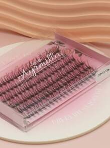 120 กระจุก ขนาด 10-12 มม. เลือกผสม 6 แถว, Eyelash ปลอมแฝดขนาดใหญ่รูปตัว C ขนอีเชสเซนเชียล สำหรับกรเดี่ยว เหมือนจริง - สีดำ - ดู 5