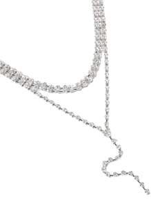 STONEFANS 1 件时尚多层水晶项链，欧美风格长款几何颈链