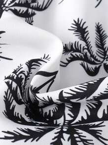 3pcs/Set Boys' Casual Summer Beach Holiday Coconut Tree Print Short Sleeve Shirt, Shorts And Hat - Black and White - View 9