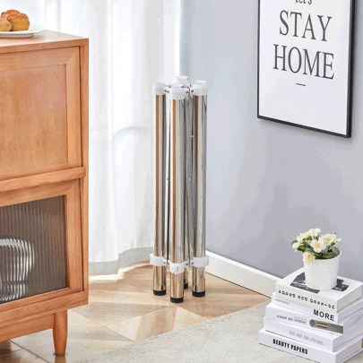 MUUOKY Simple Silver Stainless Steel Folding Table Frame - Multifunctional, Space-Saving, Folding Table Frame, Silver Stainless Steel Material, Only Table Leg, 5.5*5.5*28.7~26.3*26.3*28.7 Inch