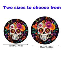 Set de 1/4/6 piezas de posavasos de barro de diatomeas con diseño de calavera y flores - Posavasos para tazas con aislamiento térmico, manteles lavables, antideslizantes y resistentes al calor, ideales para uso doméstico, cafe, oficina, cocina, hora del té, decoración de fiestas temáticas, regalos exquisitos