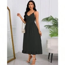 Vestido Negro Largo De Tirantes Casual Mujer Elegante - Negro - Ver 5