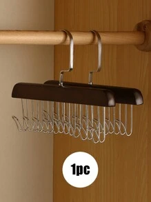 1PC/2PCS Gancho de cinto de guarda-roupa, cabide de madeira resistente com 8 ganchos, cabide giratório de 360 ° que economiza espaço. Cabide de armazenamento de guarda-roupa adequado para cintos, gravatas, coletes, sutiãs, cachecóis