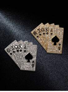 دبوس وشاح بطاقة بوكر فاخرة، دبوس بوكر مرصع بالكامل، دبوس قلب/رف/ماس/نادي، دبوس وشاح وحيد الجنس، دبوس أنيق، هدية عيد الميلاد إبداعية، دبوس حقيبة الظهر، مناسب لديكور حفلة عيد الميلاد