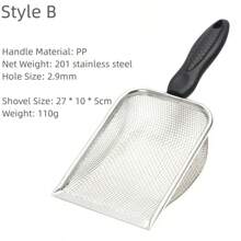 Pala para residuos de Gato, largo, pala de Metal de acero inoxidable, filtro de, pala para basura, herramienta de limpieza para mascotas, suministros para gatos - C - Ver 4