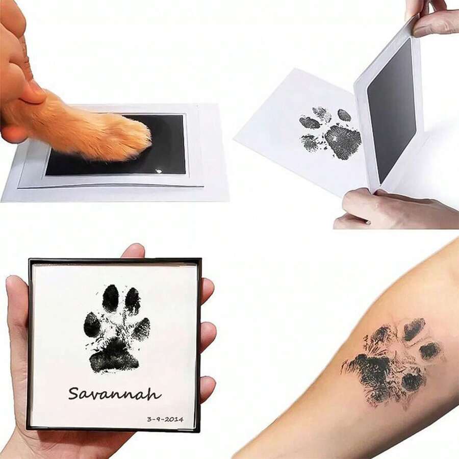 2pcs/Set Contactless Ink Pad And Ink Paper, Suitable For Animal Footprint, Handprint And Pet Memorial, Non-Contact, Meaningful Mini Stamp,School Supplies,Back To School
