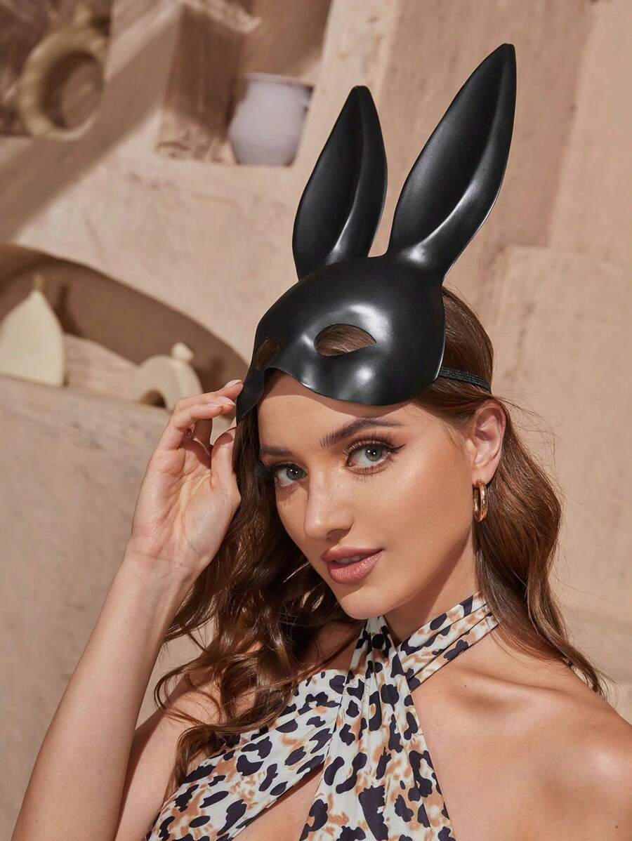 1pc New Cosplay Rabbit Mask, Easter Decorative Mask, Half-Face Bunny Girl Mask, Suitable For Carnival Party, Festival Costume - Multicolor - View 1