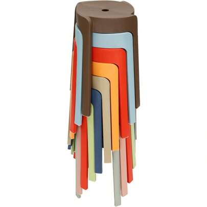 CNCEST 10 Pcs Plastic Stackable Stools 18 Inch Chairs Height Commercial Furniture Stack Stools Colorful Portable Office And Classroom Chairs