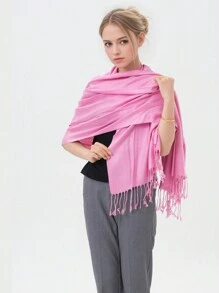 High-Quality Classic Solid Pashmina Scarf – Perfect For Weddings And Special Events - Carnation Pink - View 1