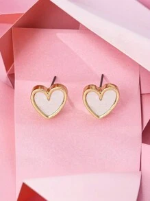 1/3 paires Boucles d'oreilles élégantes, mignonnes et chics en alliage métallique en forme de cœur, design petit et délicat, polyvalent pour le travail et les tenues décontractées, nouvelle arrivée