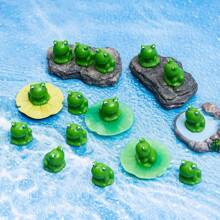 10/20/30pcs Resin Mini Green Frog Figurines, Small Sculpture Ornament Animal Model For DIY Landscape, Home Decoration Accessories