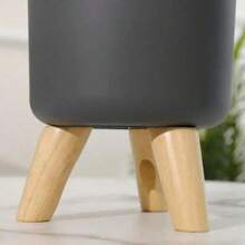 Maceta redonda de pie con sistema de drenaje y autorriego para plantas, bonsái y hierbas con patas de madera, para vivero y decoración moderna
