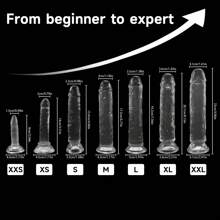 Set economico di 7 misure di fallo in gel trasparente con ventosa, pene in jelly, giocattolo erotico femminile per sesso anale, morbido masturbatore clitorideo e vaginale
