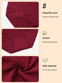 6条装加大码女士性感蕾丝比基尼低腰三角裤，弹力全包臀内裤，尺码0XL-4XL - 彩色 - 查看 5