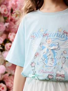 Áo thun/Áo polo trẻ em gái tuổi teen - Màu xanh lam - Xem 11