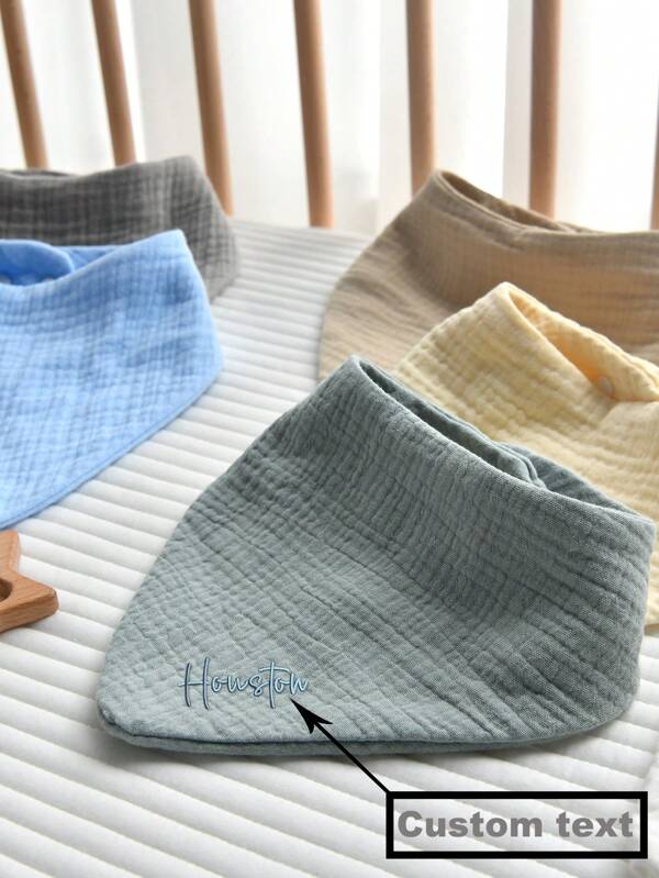 1pc Customized Baby Drool Bib, Letter Embroidery, Personalized Baby Embroidered Bib, Can Customize Text, Baby Gift
