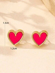 1/3 paires Boucles d'oreilles élégantes, mignonnes et chics en alliage métallique en forme de cœur, design petit et délicat, polyvalent pour le travail et les tenues décontractées, nouvelle arrivée