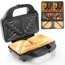 SUPERLEX 3-in-1 Sandwichmaker, Waffeleisen, Kontaktgrill, Spülmaschinengeeignet, Edelstahl, Rutschfeste, Sandwichtoaster für Panini, Waffeln, 900W