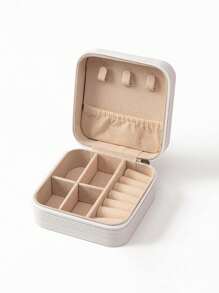 1 pieza Caja de almacenamiento de joyas de cuero PU, caja de almacenamiento de joyas con estilo de botón, caja de colección de joyas, caja de almacenamiento de anillos