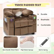 Kids Recliner Chair Velvet Adjustable Sofa Chair Gaming Lounge Chair - Coklat - View 4