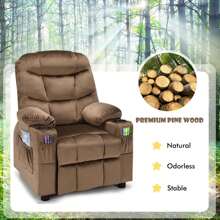 Kids Recliner Chair Velvet Adjustable Sofa Chair Gaming Lounge Chair - Coklat - View 8