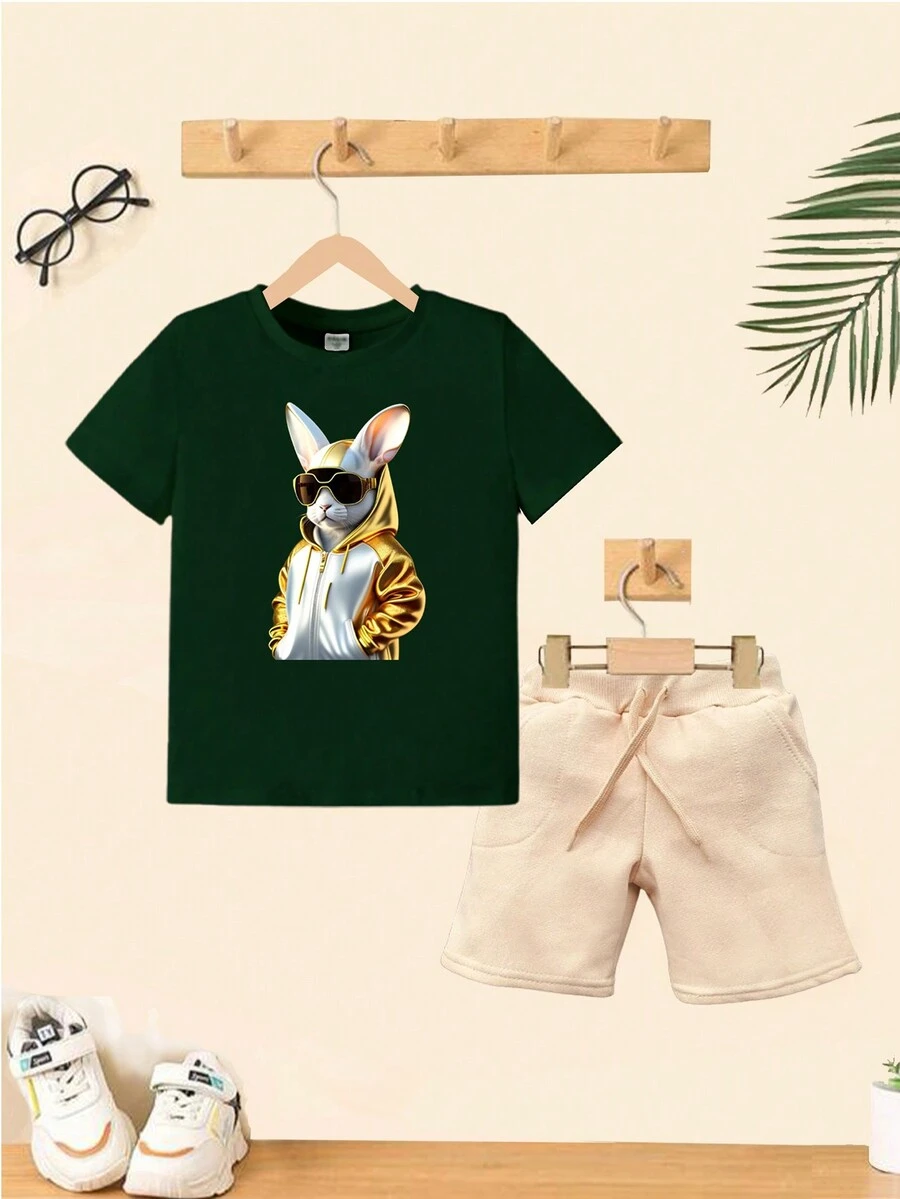 Tween Boys Sets - Màu xanh lá cây đậm - Xem 1