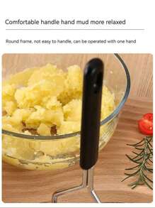 1 件升级版不锈钢捣碎器，适用于土豆、豆类和蔬菜，手动食物捣碎器，厨房工具，适用于土豆泥、压蒜器、手动榨汁机