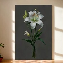 Framed Tulip Green Flowers Poster Wall Art, Abstract Floral Picture With Print, Flower Wall Art, Botanical Art Prints, Botanical Wall Decor - Framed - View 2