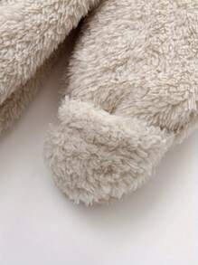 Baby Jumpsuit, Long Sleeve Hooded Zipper Closure Winter Romper Clothes For Boys Girls - Beige - View 6