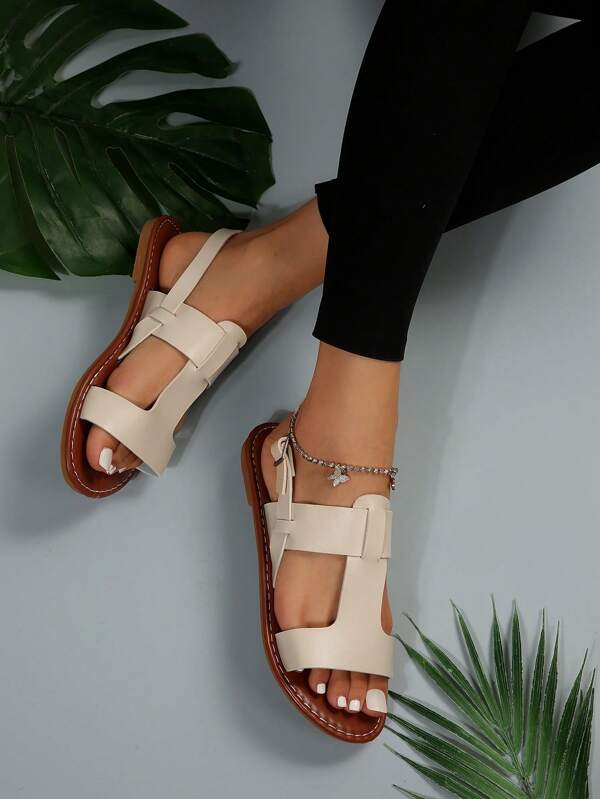 Sommer Mode Damen Lässig Outdoor Sandalen, Strand Flach Elegant Dünne Riemen Sandalen