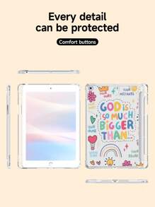 1 件简单标语和可爱图案透明保护壳，平板电脑保护套兼容 iPad 10.2、iPad Pro 11" 2021/2020/10th Gen、iPad Mini 4/5/6、Galaxy Tab A8 10.5" 2022、Matepad 10.4/Tab，带铅笔槽，自动睡眠/唤醒功能 - 彩色 - 查看 4