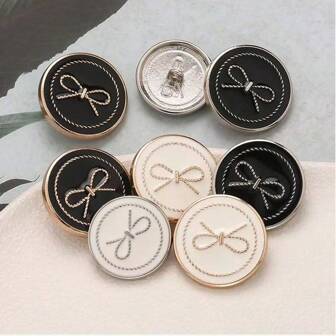 10pcs High-End Bowknot Metal Buttons, Versatile Decorative Buttons For Women's Jackets, Blouse, Dress, Sweater, Enhancing Overall Outfit Style With Exquisite Details