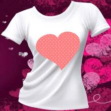 PLAYERA MODA CORAZON AMOR FEBRERO AMISTAD ROSA PUNTOS - Blanco - Ver 1