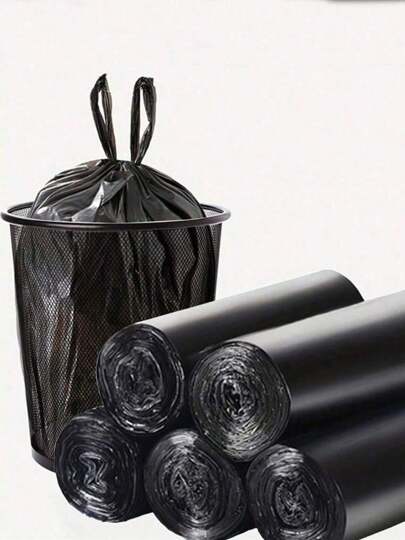 1 卷（20 个）/ 5 卷（100 个）加厚便携式垃圾袋，适合家庭使用 Point Break 塑料袋一次性黑色加厚背心垃圾袋，适用于家庭、办公室和户外使用 - 塑料袋方便，易于处理，可存放垃圾