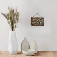 Charming 'Nice Woman And Old For Man' Wooden Sign - Perfect For Home, Bar, Cafe & Garage Wall Decor | Vintage Plaque With Flax Rope Hanger Included - Multicolor - View 4