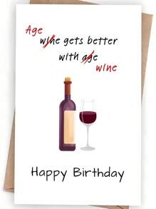 Tarjeta de cumpleaños divertida con tema de vino - 'La edad mejora con el vino' - regalo perfecto para familiares, amigos y seres queridos