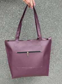 KS Karla Samenho cosmetics and accessories Large Spacious Versatile Tote Bag + Small Elegant Shoulder Strap Bag + Small Magnetic Closure Wallet - 酒紅色 - 查看 5