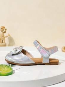 Cute Girls' Flat Bow Shoes, Spring/Summer - Silver - View 5