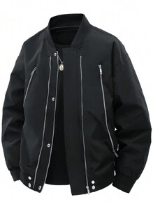 Chaqueta bomber para hombre, ligera y casual, para primavera y otoño, cortavientos con cierre de cremallera y bolsillos, chaqueta deportiva impermeable y suave para uso en exteriores
