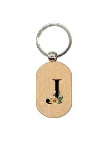 Daisy Flower Letter A-Z Pattern Wooden Keychain, First Letter Wooden Pendant, Creative Small Gift That Can Be Carved, Bag Pendant, Wooden Label, Keychain, Ring, Carved Blank Wooden Board, Diy Accessory, Single-Sided Printing - Apricot - View 19