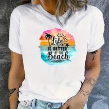 1pc/2pcs/3pcs Mixed Color Vinyl Hot Print Transfer For DIY T-Shirts, Sweatshirts, Women's Wear - "Better Life At The Beach" Graphic Heat Transfer Stickers - Easy To Stick Decals For Clothing Decoration