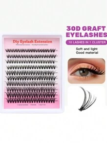 200 pestañas en racimos individuales de 30P, 40P, 50P, 60P, cruradas y suaves para extensión de pestañas DIY, uso diario, banda delgada y pestañas postizas naturales