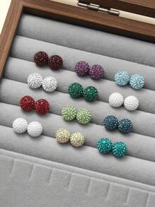 1 Pair 925 Sterling Silver Crystal Ball Stud Earrings, Birthstone Earrings, Low Allergy Gemstone Earrings, Suitable For Daily Wear - Birthstones - View 2