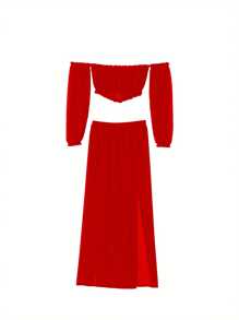 Womenacute;S Clothing Set, Long Sleeve Off Shoulder Tops And Cover Up Skirt Two-Piece Suit For Beach Vacation Travelling