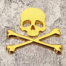 1pc 3D Metal Skull Head Car Emblem Sticker, Car & Motorcycle Decal Badge Label, Car Body Decoration Sticker, Suitable For Cars And Motorcycles