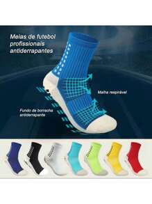 Men's Compression Sock Kit High-Top Anti-Slip Football Cotton High Quality Ventilation - Hitam - View 4