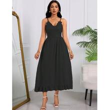 Vestido Negro Largo De Tirantes Casual Mujer Elegante - Negro - Ver 3
